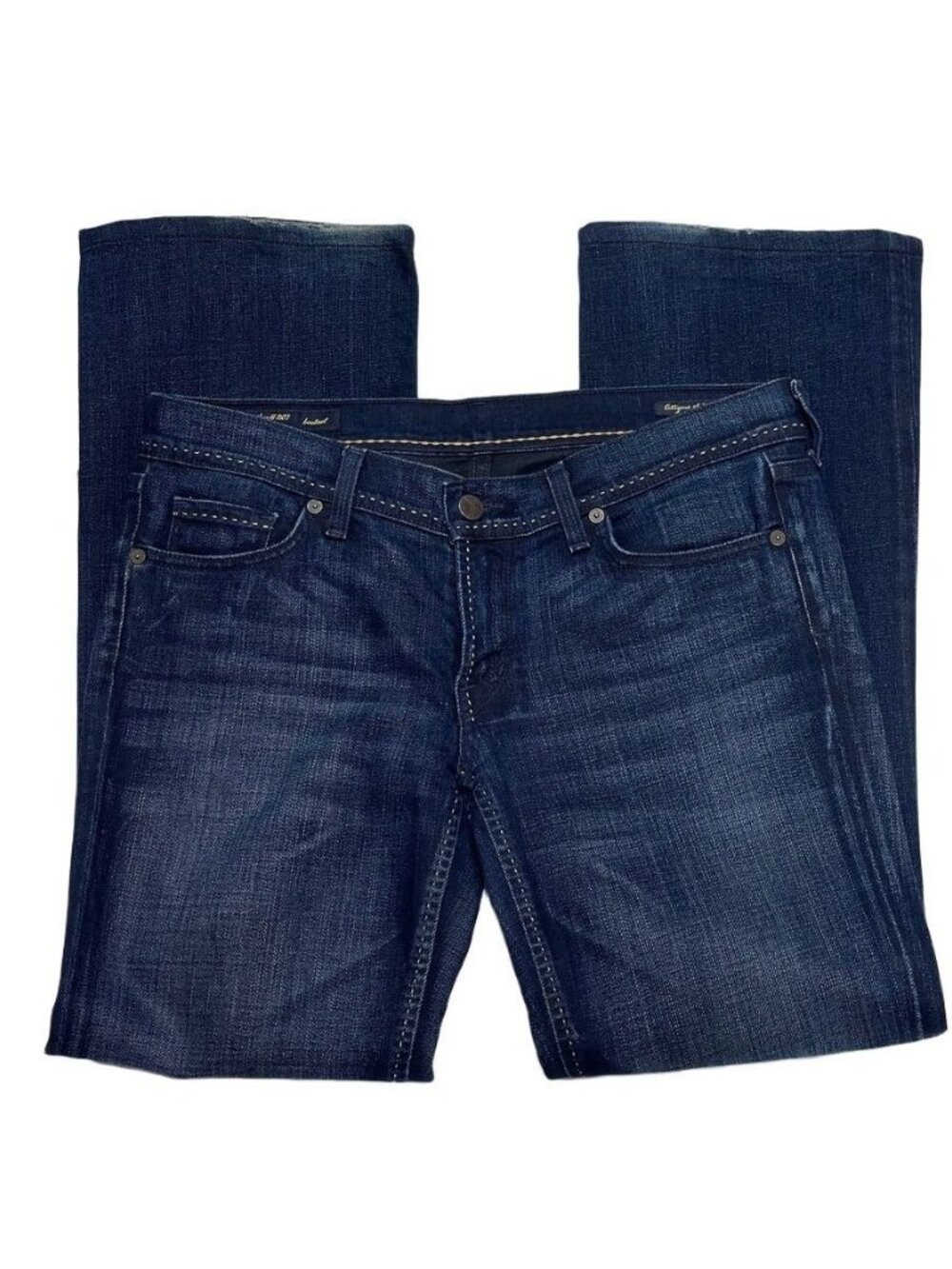 Citizens Of Humanity Dark Wash Bootcut Jeans With Gold Embroidered Back Pocket D - Picture 2 of 15